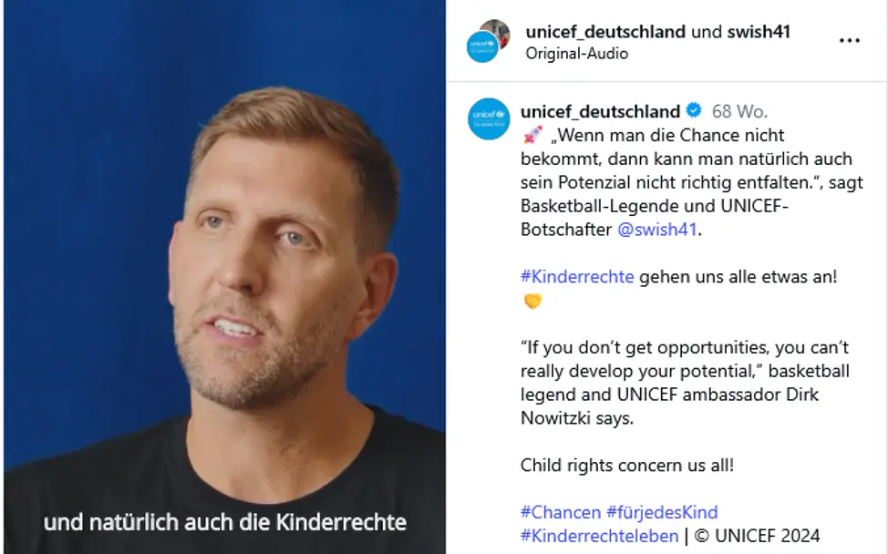 Instagram-Post_Kinderrechte_Dirk Nowitzki Instagram-Post_Kinderrechte_Dirk Nowitzki