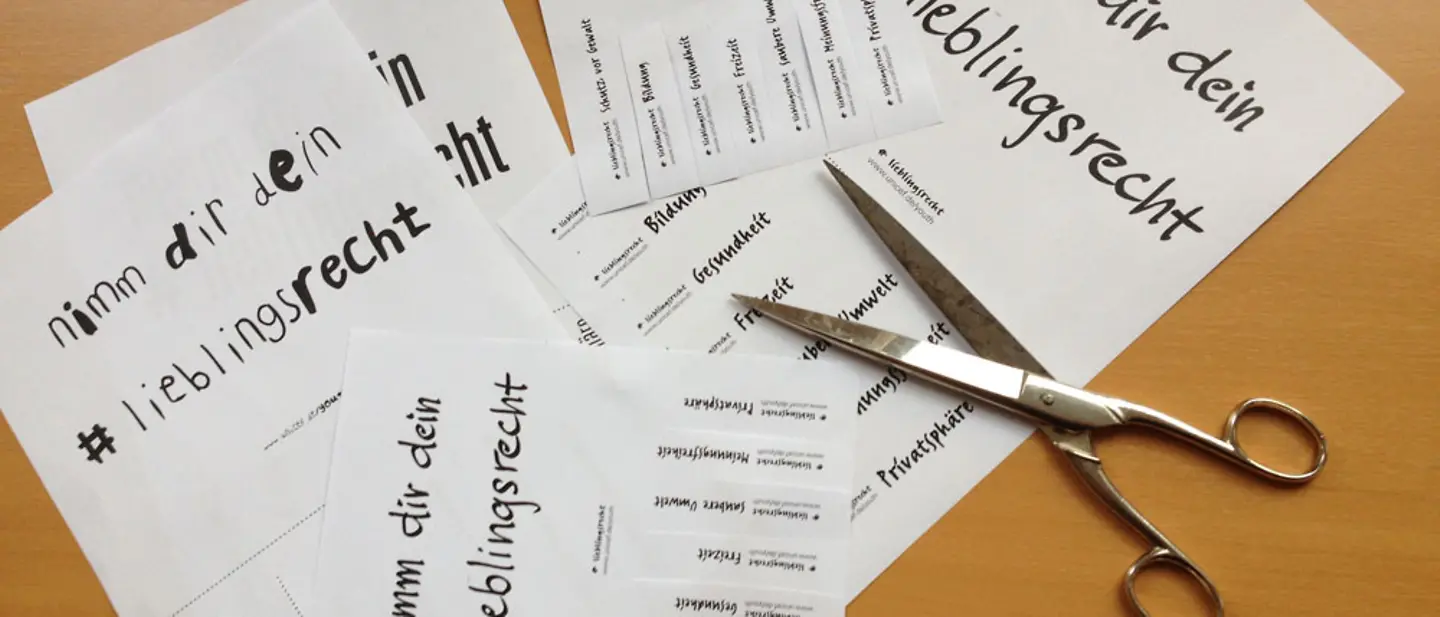 Die Kinderrechte-Abreißzettel ausdrucken und einschneiden.