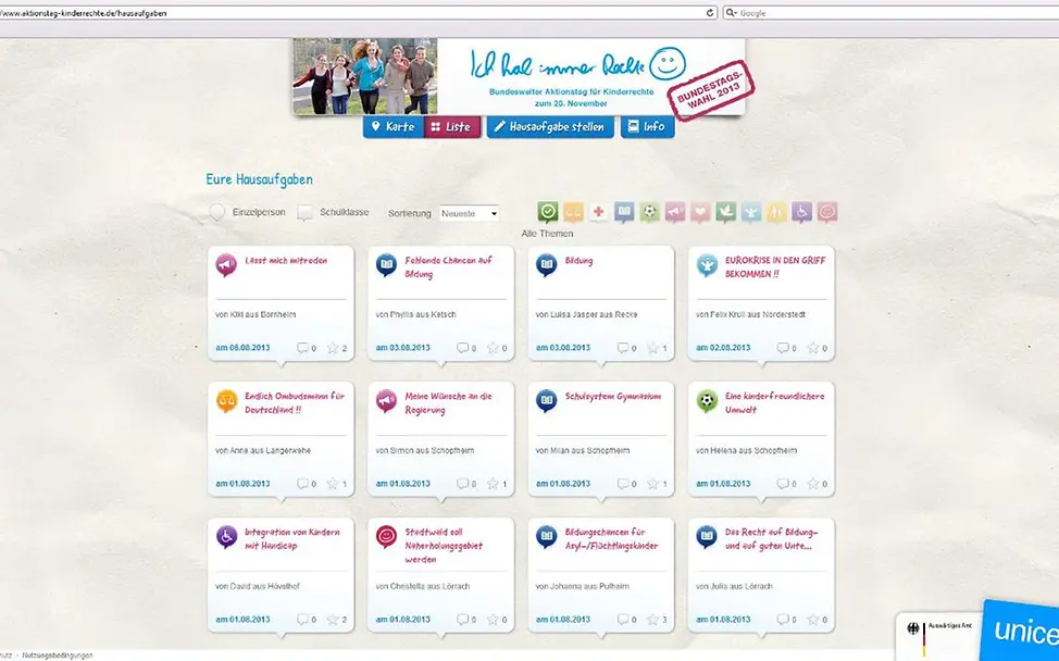 Website zum UNICEF-Aktionstag-Kinderrechte Website zum UNICEF-Aktionstag-Kinderrechte