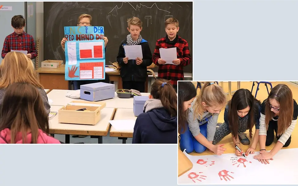 ANGELL-UNICEF-AG am Red Hand Day © ANGELL