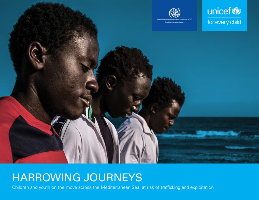 Titelbild: UNICEF-Report "Harrowing Jouneys" Cover UNICEF-Report "Harrowing Jouneys"