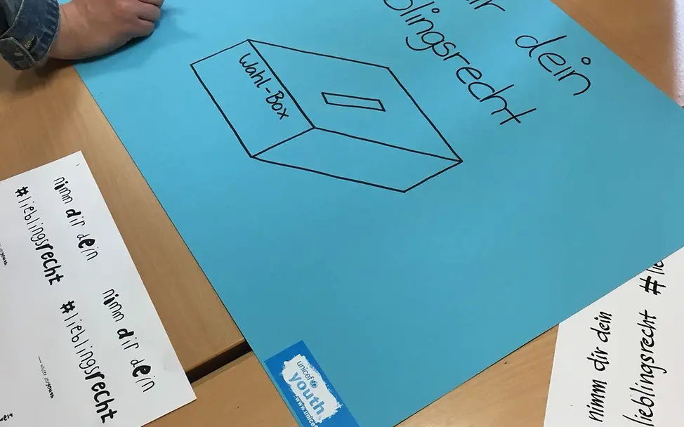 Erarbeitung der #Lieblingsrechte der Schüler*innen auf einem Plakat