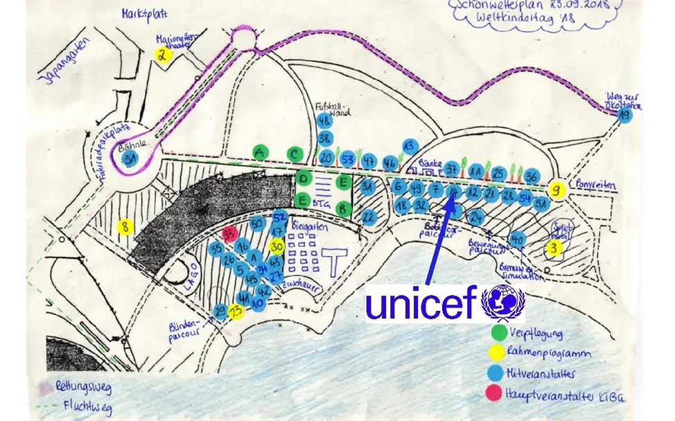 Lageplan von UNICEF im Seepark © UNICEF Lageplan von UNICEF im Seepark © UNICEF