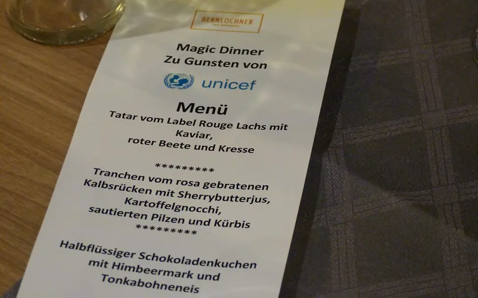 Menükarte Magic Dinner © UNICEF-AG Landshut/Karin Erbe