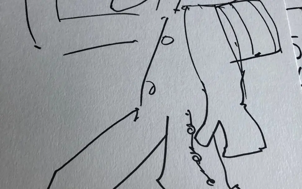 Erste Skizzen kommen an - die Richtung stimmt! | © Udo Lindenberg Skizze UNICEF-Weihnachtskarte von Udo Lindenberg