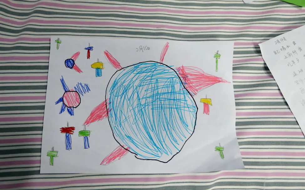 Ein Weg für Kinder, ihre Sorgen auszudrücken: Eine Kinderzeichnung | © UNICEF/Cu Coronavirus: Kinderzeichnung