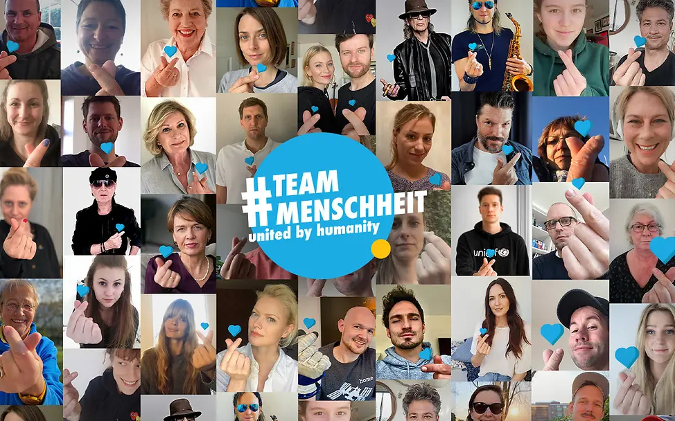 #TeamMenschheit | © UNICEF DT #TeamMenschheit: Gemeinsam gegen das Coronavirus. Collage von Menschen