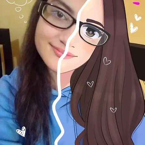 Ein Selfie von Ariadna, das zur Hälfte gezeichnet ist. | © UNICEF/Ariadna Peru: Ein Selfie von Ariadna, zur Hälfte von ihr gezeichnet.