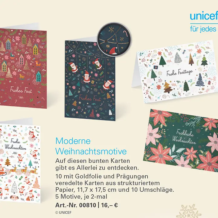 Moderne Weihnachtsmotive © Auszug aus dem UNICEF-Grußkartenkatalog 2020 Moderne Weihnachtsmotive © Auszug aus dem UNICEF-Grußkartenkatalog 2020