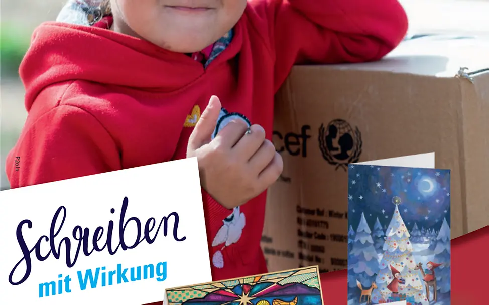 Schreiben mit Wirkung © Cover des diesjährigen UNICEF-Grußkartenkatalogs Schreiben mit Wirkung © Cover des diesjährigen UNICEF-Grußkartenkatalogs