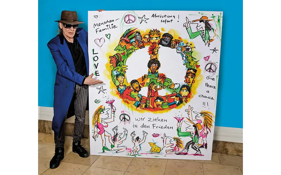 Udo Lindenberg mit seinem Riesen-Unikat für UNICEF-Hilfe im Jemen