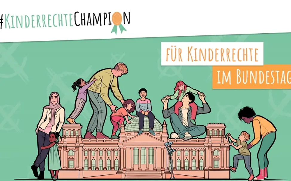 KinderrechteChampion | © National Coalition Deutschland Grafik zur Aktion Kinderrechte Champion für Kinderrechte im Bundestag