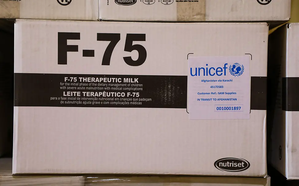 Krise in Afghanistan: Ein Karton mit Spezialmilch | © UNICEF/Fazel Krise in Afghanistan: Ein Karton mit Spezialmilch