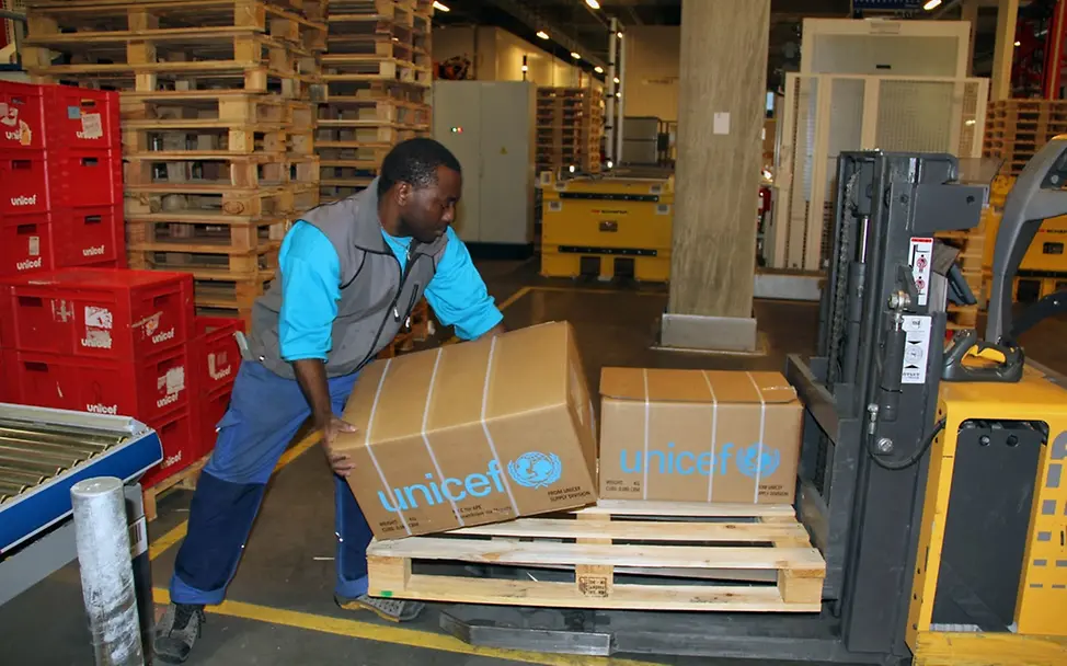 Versand der Hilfsgüter aus dem UNICEF-Warenlager in Kopenhagen. © UNICEF/Thoby. Versand der Hilfsgüter aus dem UNICEF-Warenlager in Kopenhagen. © UNICEF/Thoby.
