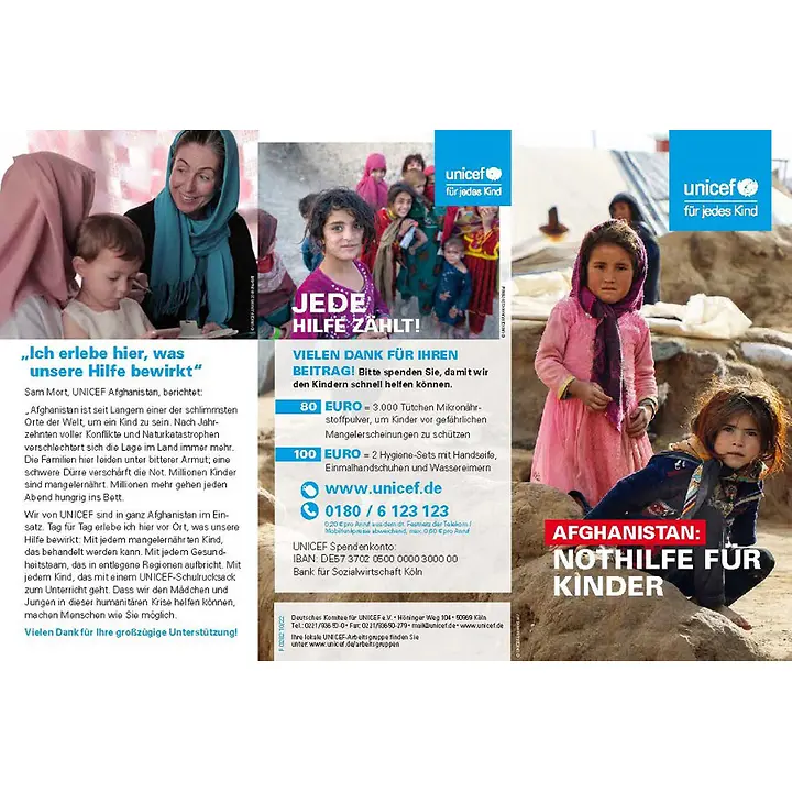 Der Prospekt zur Afghanistan Nothilfe
