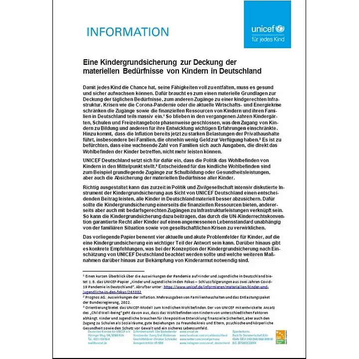 Stellungnahme Kindergrundsicherung