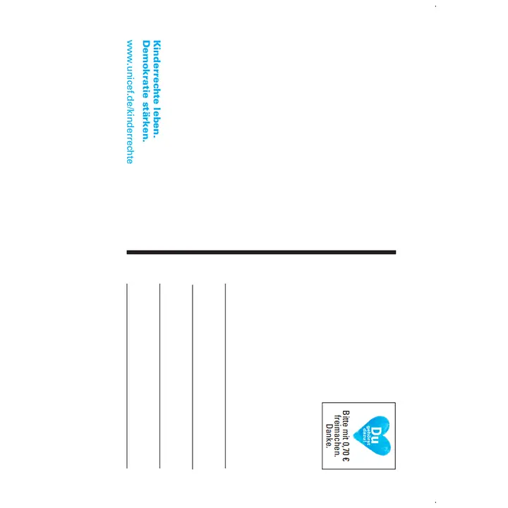 Postkarte "Save Our Blue Planet" | ©UNICEF Postkarte, Herzmotive mit dem Slogan "Du gehörst dazu!" Rückseite