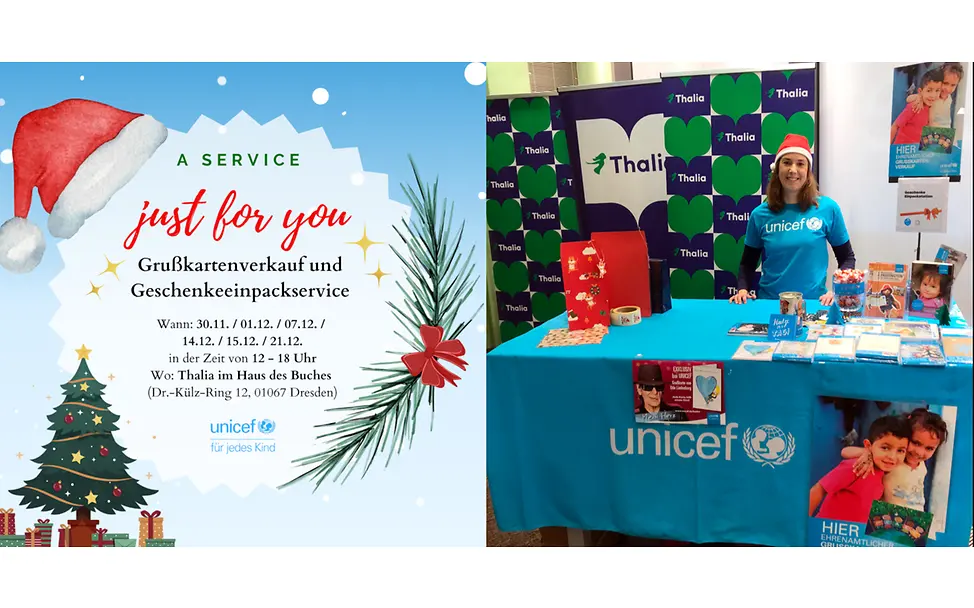 A service just for you - UNICEF Grußkartenverkauf und Geschenkeeinpackservice im Haus des Buches A service just for you - UNICEF Grußkartenverkauf und Geschenkeeinpackservice im Haus des Buches