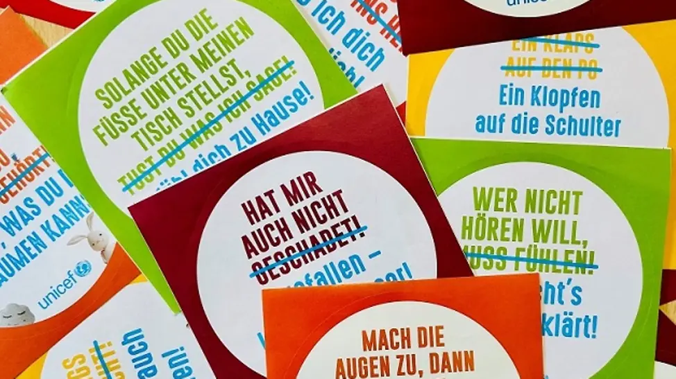 Sticker zur Sprüche-Aktion gegen Gewalt