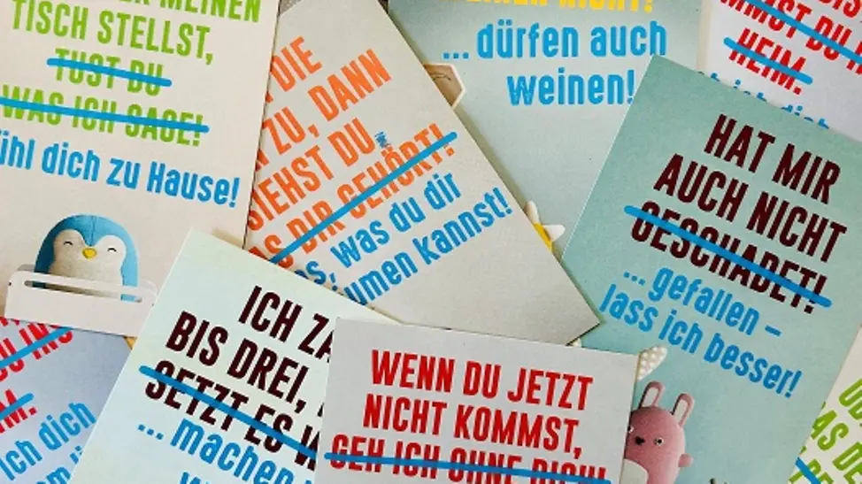 Postkarten zur Sprüche-Aktion gegen Gewalt