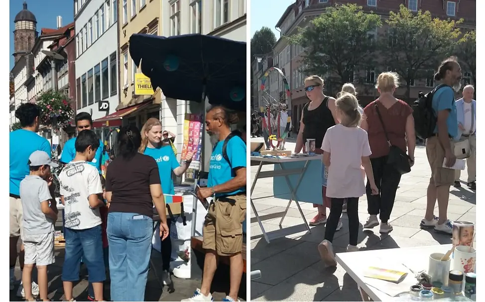 Infostand, Maltisch und Glücksrad | © UNICEF Göttingen Infostand, Maltisch und Glücksrad