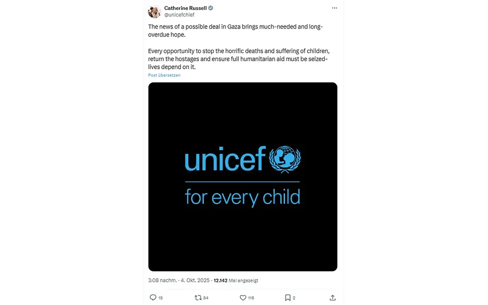 Post auf X von Catherine Russell