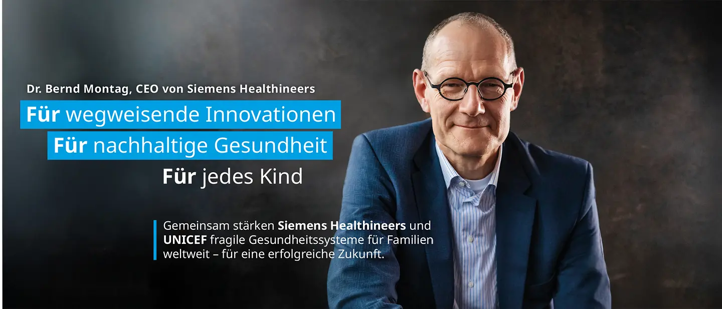 Bild von Dr. Bernd Montag mit der Aufschrift: Für wegweisende Innovationen. Für nachhaltige Gesundheit.