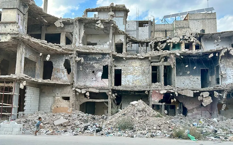 Syrien: Ein komplett zerstörtes Gebäude.