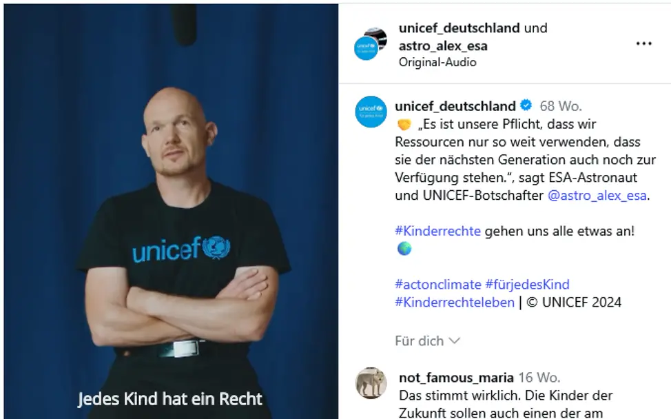 Alexander Gerst Instagram Kinderrechte