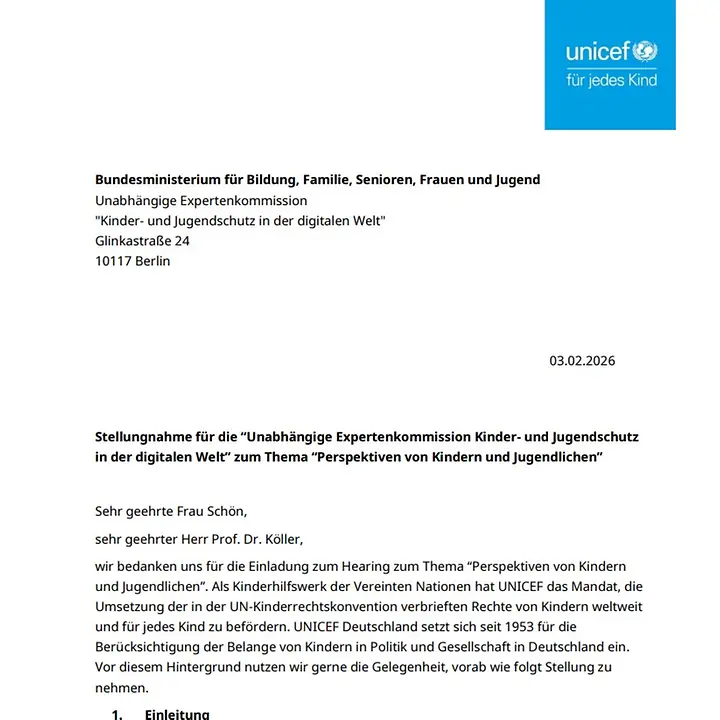 Screenshot der ersten Seite der Stellungname.