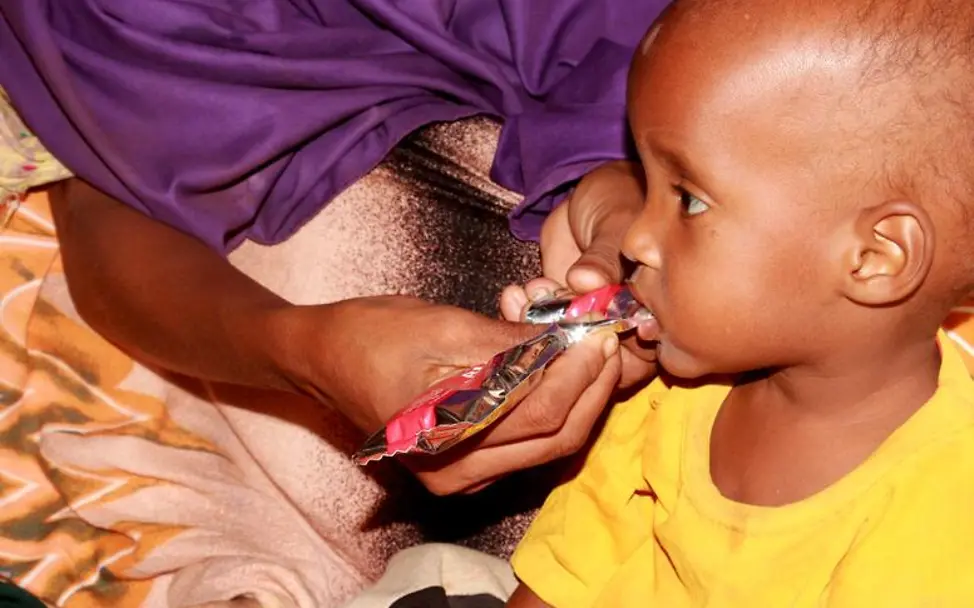 Hunger in Kenia: Ein mangelernährtes Kleinkind wird mit Spezialnahrung gefüttert.