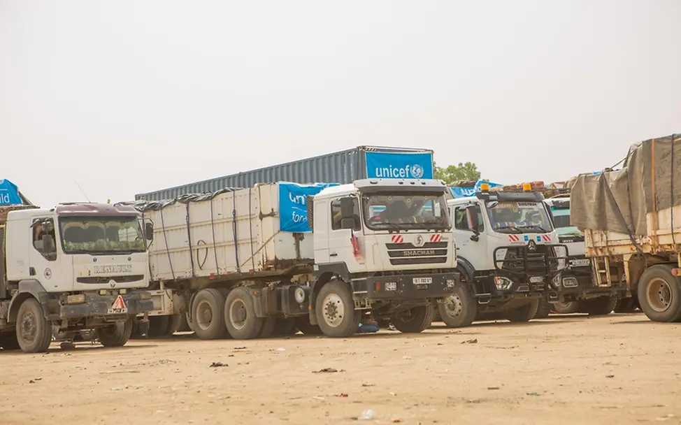 Ein Lkw transportiert UNICEF-Hilfsgüter (Archivbild).