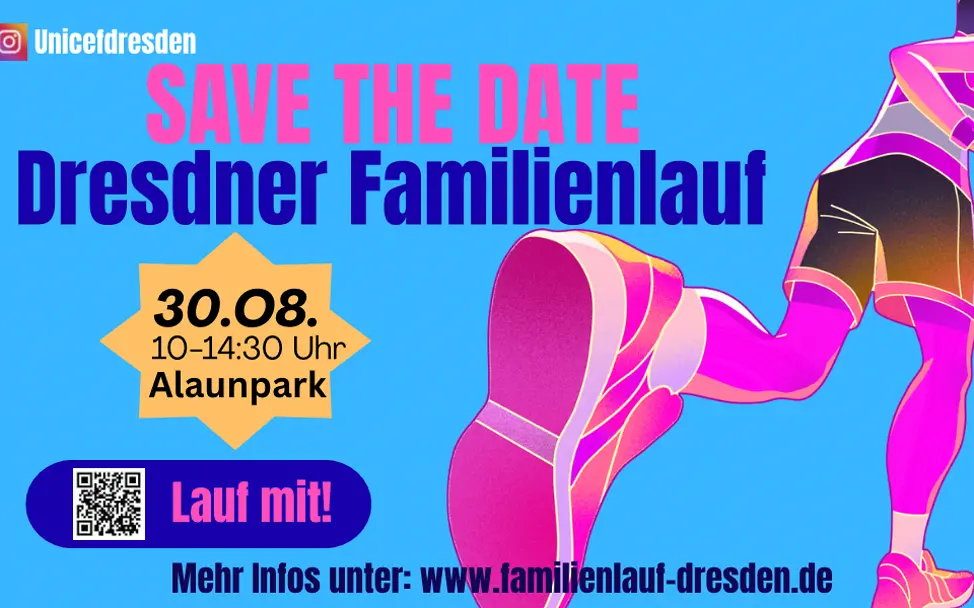 Save the date - 14. Dresdner Familienlauf - 30.8.26 im Alaunpark Save the date - 14. Dresdner Familienlauf - 30.8.26 im Alaunpark