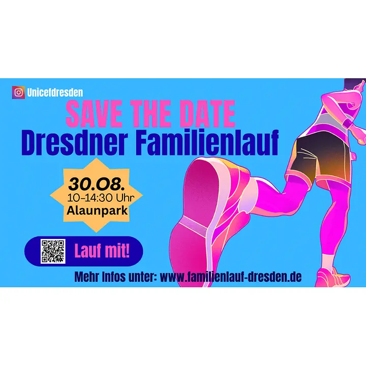 Save the date - 14. Dresdner Familienlauf - 30.8.26 im Alaunpark