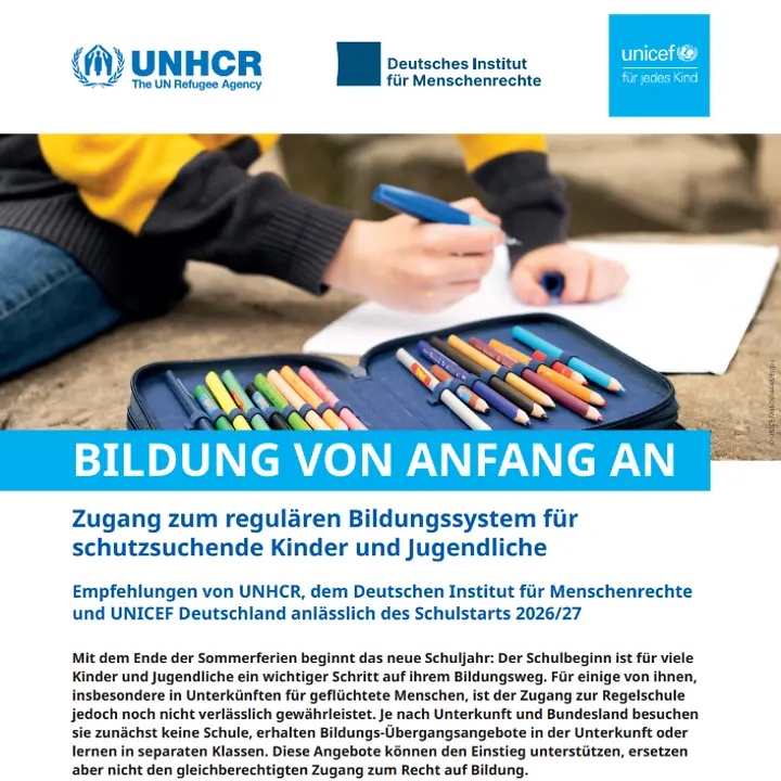 © UNICEF Screenshot der ersten Seite des Policy Paper.