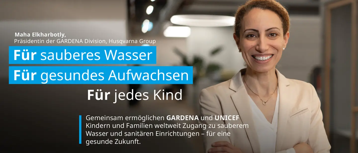 Bild von Maha Elkharbotly mit Aufschrift: Für sauberes Wasser. Für gesundes Aufwachsen.