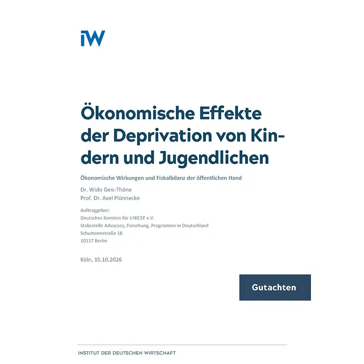 IW Gutachten: Ökonomische Effekte der Deprivation von Kindern und Jugendlichen | © UNICEF IW Gutachten: Ökonomische Effekte der Deprivation von Kindern und Jugendlichen