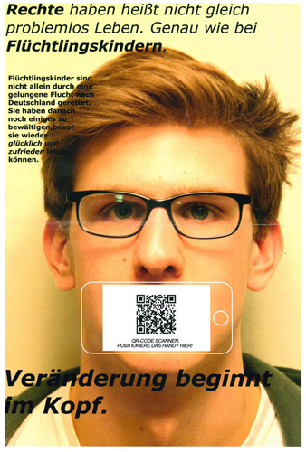 Plakat der Aktion „Flüchtlingskind“ | © Talha Evran UNICEF-JuniorBotschafter: Erster Preis für Talha Evran