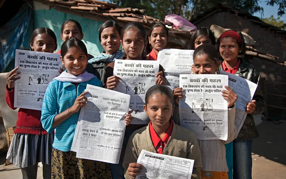 Indien: Junge Reporter berichten über die Kinderrechte. © UNICEF/INDA2011-00023/Crouch Indien: Junge Reporter berichten regelmäßig über die Kinderrechte
