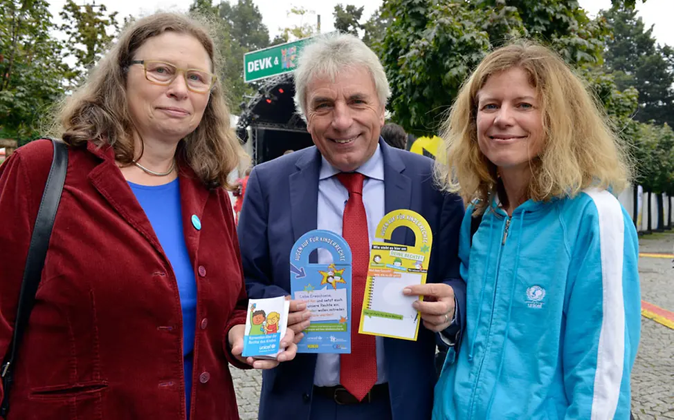 Weltkindertag: Oberbürgermeister von Köln Jürgen Roters, Anne Lütkes, Kerstin Bücker.