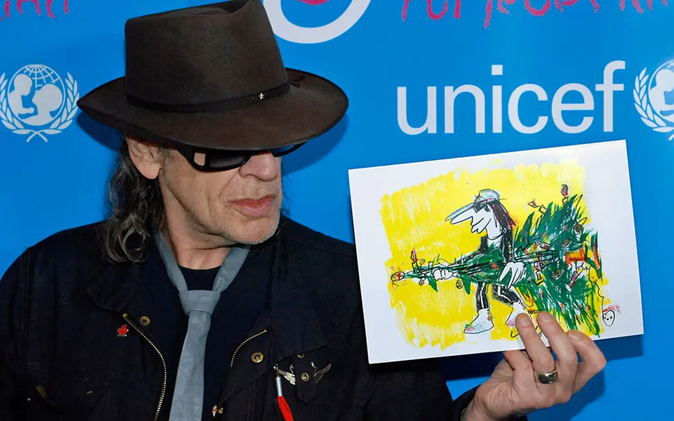 Udo Lindenberg präsentiert Weihnachtskarte für UNICEF