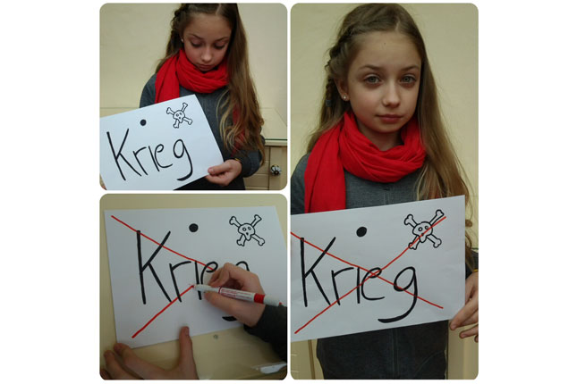 11 WIE DU: Amelie JuniorBotschafter: Amelie setzt sich gegen Krieg ein.