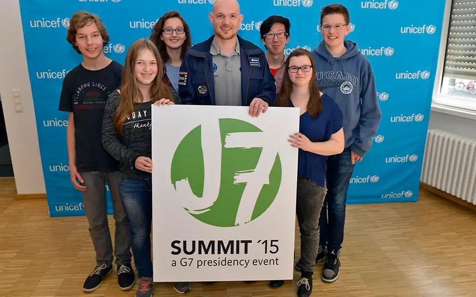 J7-Team mit Alexander Gerst | © UNICEF/2015/Hyou Vielz Neuer Inhalt