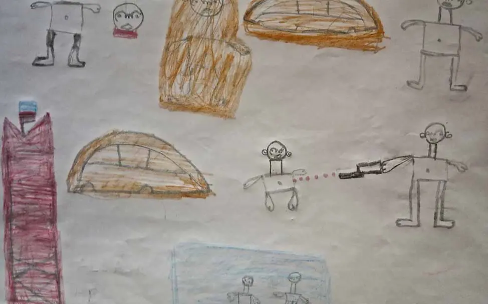 Kinder zeichnen den Krieg | © UNICEF/Fanta Schrecken des Krieges: Kinderzeichnung