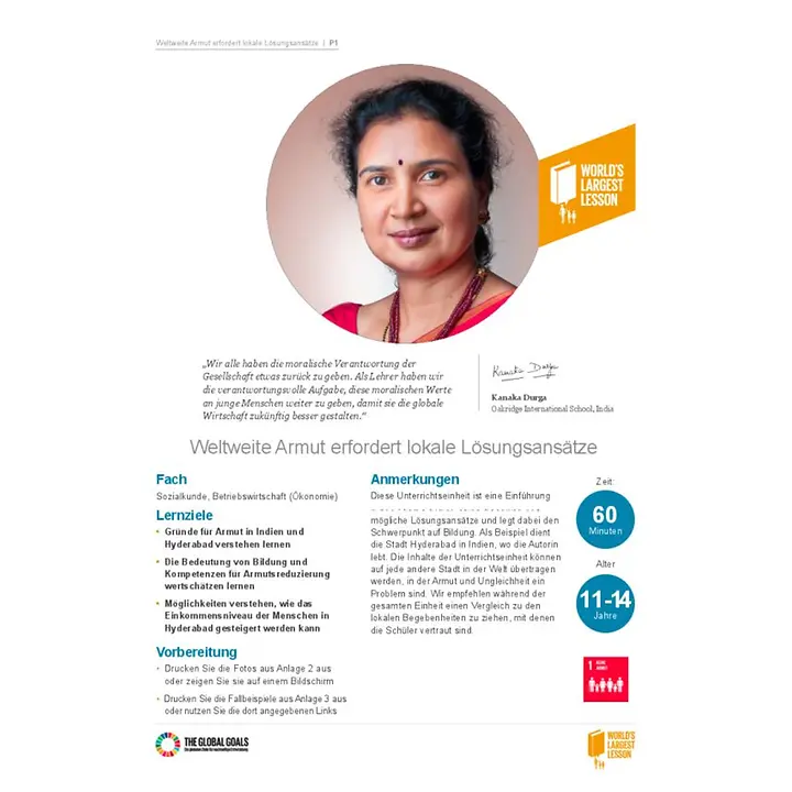 Worlds largest lesson – Globale Armut erfordert lokale Lösungsansätze – Unterrichtseinheit Worlds largest lesson – Globale Armut erfordert lokale Lösungsansätze – Unterrichtseinheit