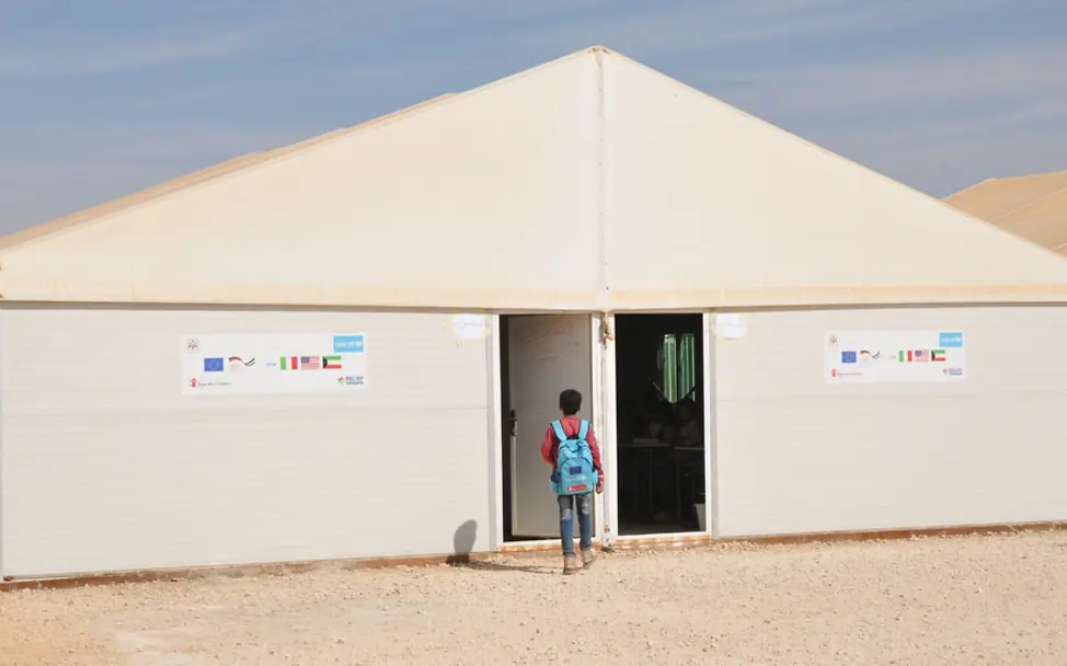 UNICEF betreibt im Azraq-Camp eine Schule. | © UNICEF/Charbonneau UNICEF betreibt im Azraq-Camp eine Schule.