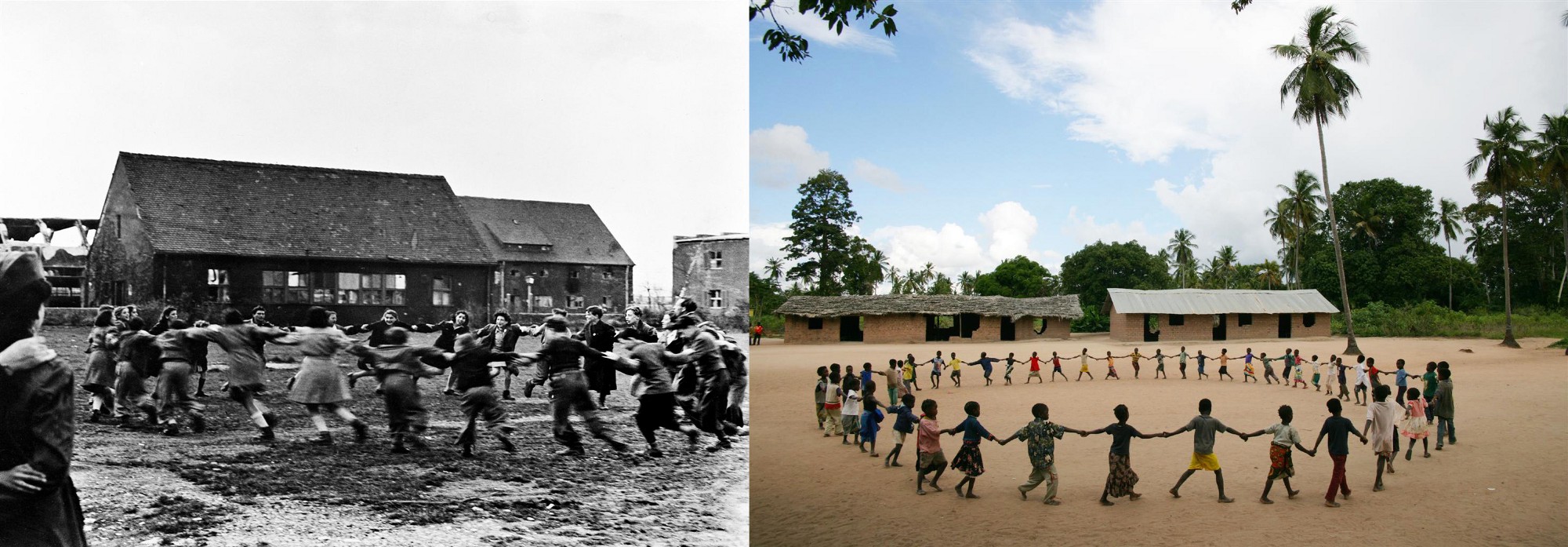70 Jahre UNICEF: Kinder beim Tanzen im Jahre 1946 und 2006