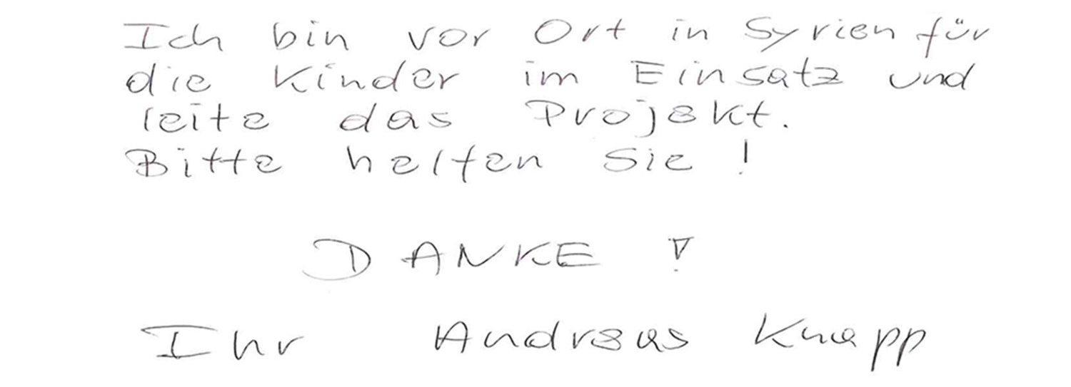 Danke-Brief von Andreas Knapp an alle Unterstützer | © UNICEF Österreich Danke-Brief von Andreas Knapp an alle Unterstützer