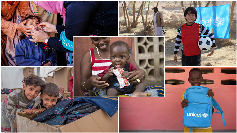 Geschenke guter Zweck: Kleidung, Erdnusspaste oder Schulrucksäcke – UNICEFs Hilfsgüter helfen Kindern weltweit. 