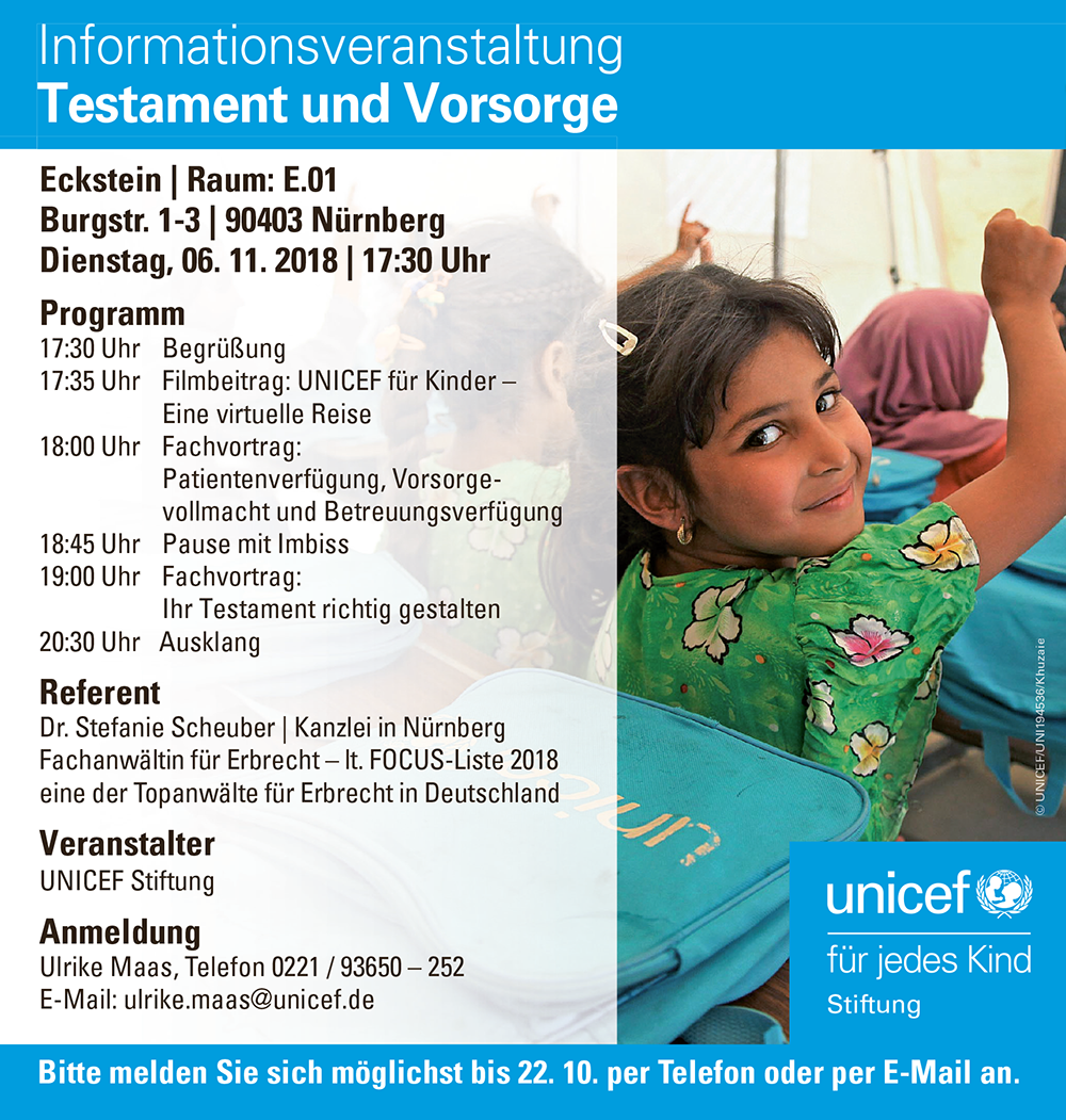 Einladung "Testament und Vorsorge" Einladung "Testament und Vorsorge"